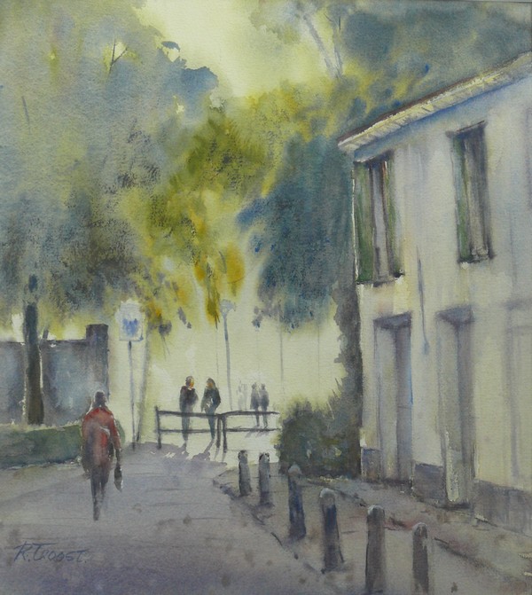 Ria Klompmaker-Molenstraat Wageningen-aquarel