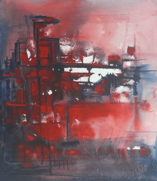 Ria Klompmaker-Under construction-aquarel