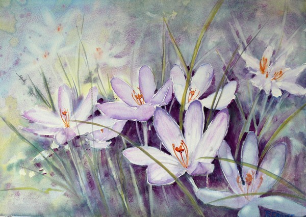 Ria Klompmaker-Violet dream-aquarel