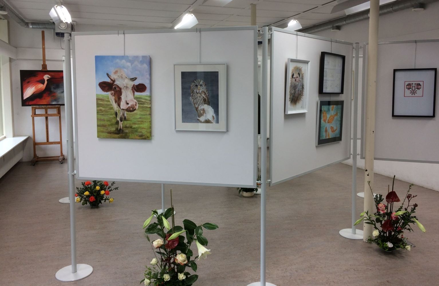 Expositie van vereniging voor schilderen, tekenen en aquarelleren Het Gelders Palet in Wageningen 2019