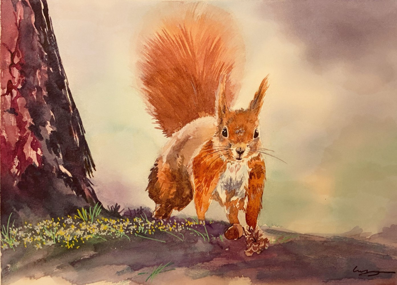 Lu-Zhang-The-acorn-is-mine-watercolor