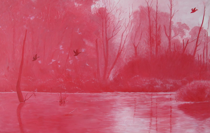 Henk Voorbij-Blaauwe Kamer in Rood-acryl