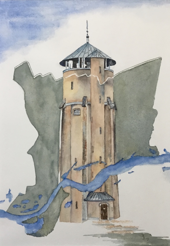 Bep Buijink-Watertoren-aquarel