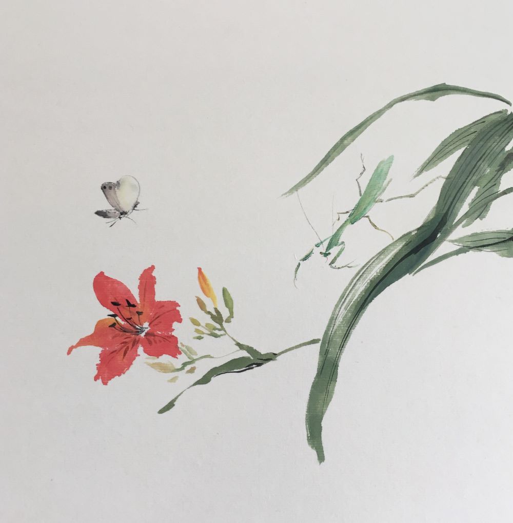 Qing Sun-Hemerocallis-Chinees penseel schilderen op rijstpapier